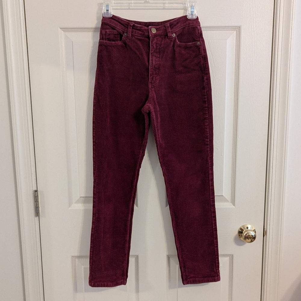 Monki Burgundy Corduroy Pants Us Size 2/Eu Size 34 View 2